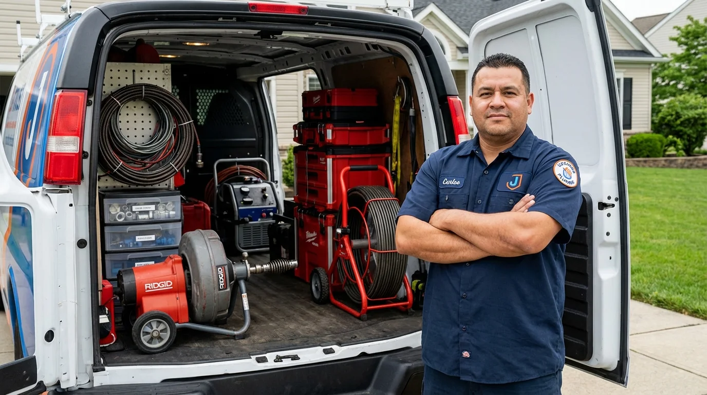 Professional drain cleaning equipment and Johns Plumbing LLC plumber in River Falls