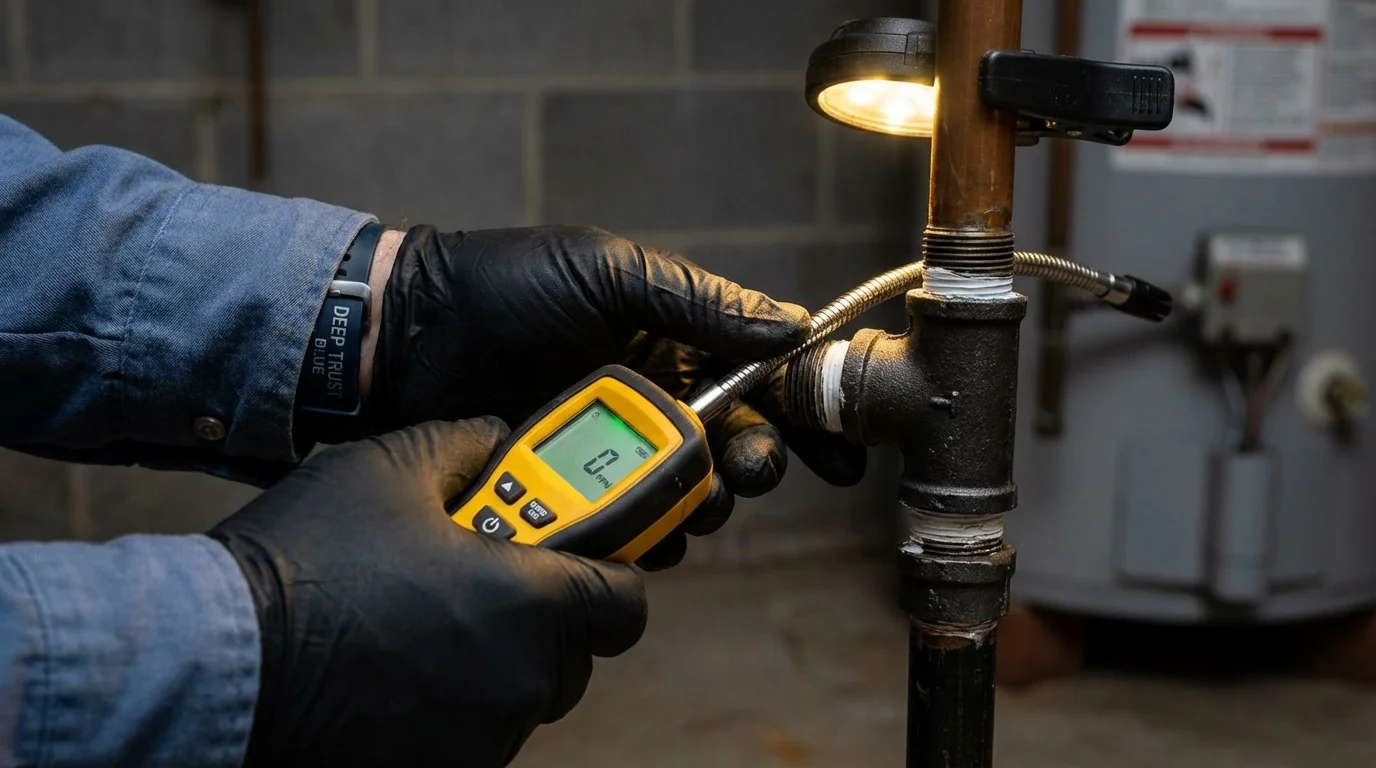 Gas leak detection with electronic sniffer by Johns Plumbing LLC in River Falls